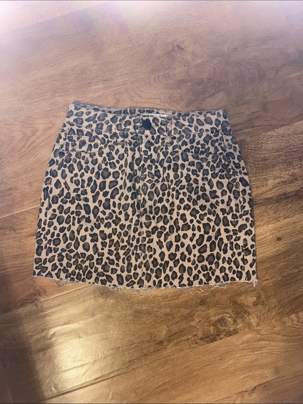 Leopard Print Mini Skirt - Beige and Black